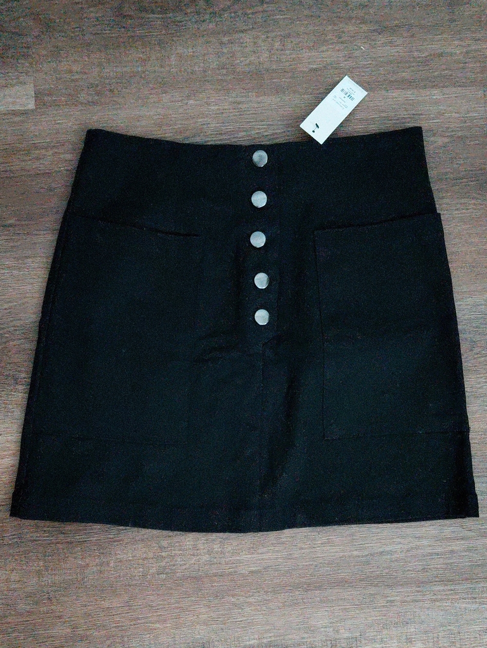 Black Button-Front Mini Skirt - Unknown Brand